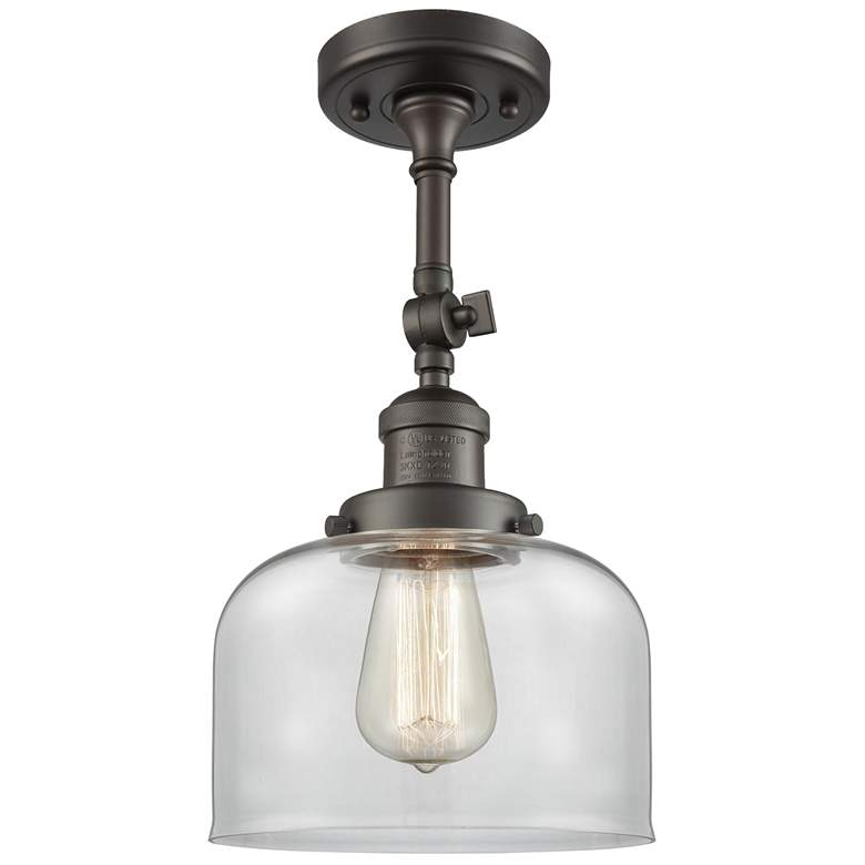 Image 1 Franklin Restoration Bell 8" Bronze Semi Flush Mount w/ Clear Shade