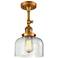 Franklin Restoration Bell 8" Brushed Brass Semi Flush Mount w/ Clear S