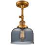Franklin Restoration Bell 8" Brushed Brass Semi Flush Mount w/ Smoke S