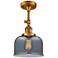 Franklin Restoration Bell 8" Brushed Brass Semi Flush Mount w/ Smoke S
