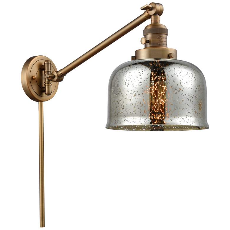 Image 1 Franklin Restoration Bell 8" Brushed Brass Swing Arm w/ Mercury Shade