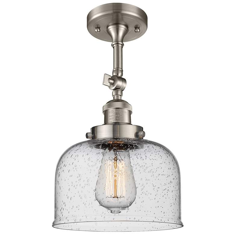 Image 1 Franklin Restoration Bell 8" Brushed Nickel Semi Flush Mount w/ Seedy