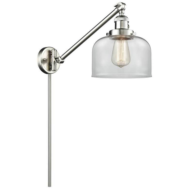 Image 1 Franklin Restoration Bell 8" Brushed Satin Nickel Swing Arm w/ Clear S