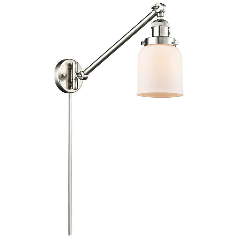Image 1 Franklin Restoration Bell 8" Brushed Satin Nickel Swing Arm w/ White S