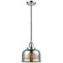 Franklin Restoration Bell 8" Chrome Corded Mini Pendant w/ Mercury Sha