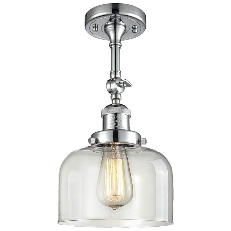 Image 1 Franklin Restoration Bell 8" Chrome Semi Flush Mount w/ Clear Shade