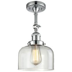 Franklin Restoration Bell 8" Chrome Semi Flush Mount w/ Clear Shade