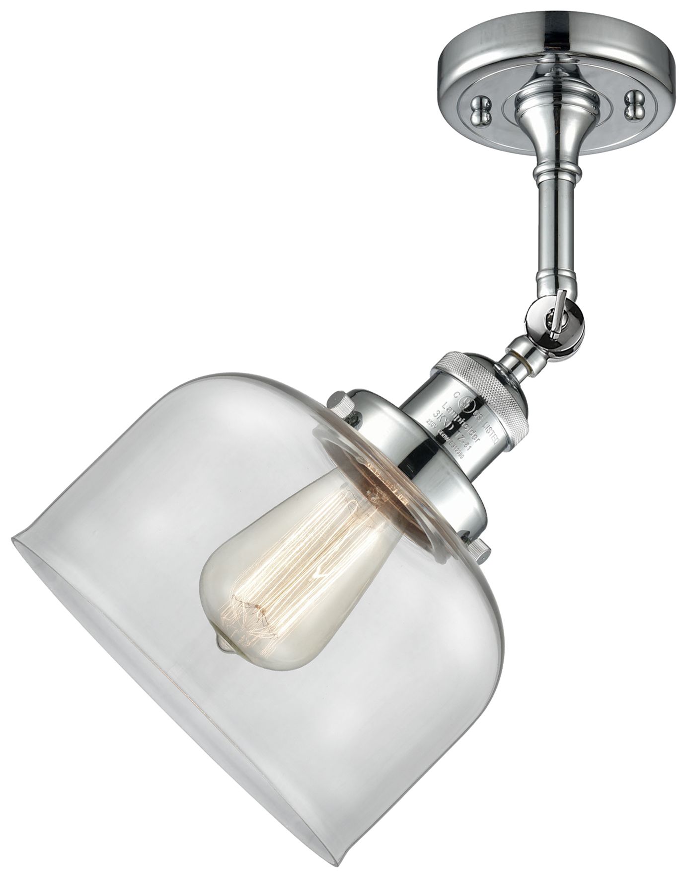 Image 2 Franklin Restoration Bell 8" Chrome Semi Flush Mount w/ Clear Shade more views