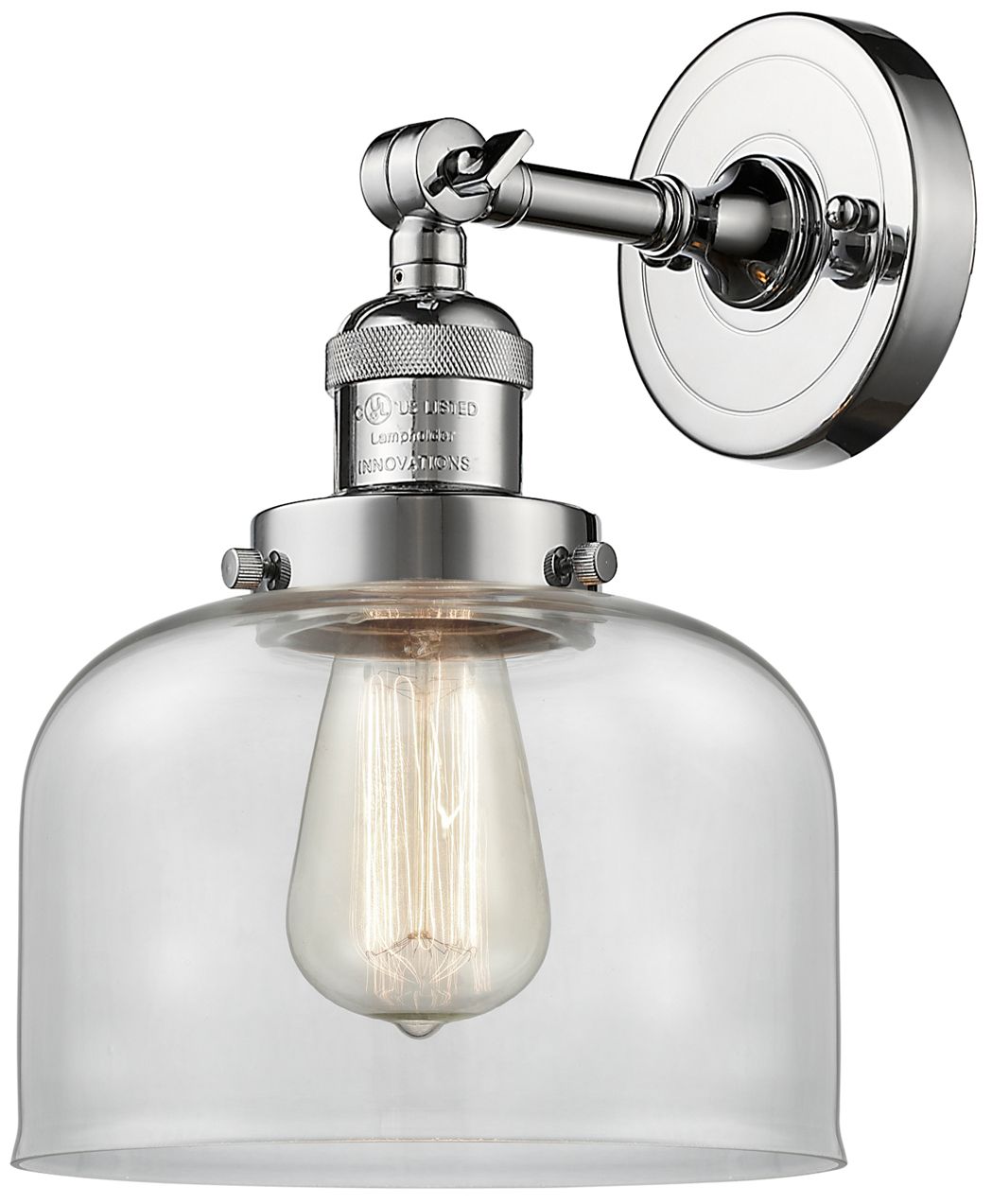 Image 3 Franklin Restoration Bell 8" Chrome Semi Flush Mount w/ Clear Shade more views