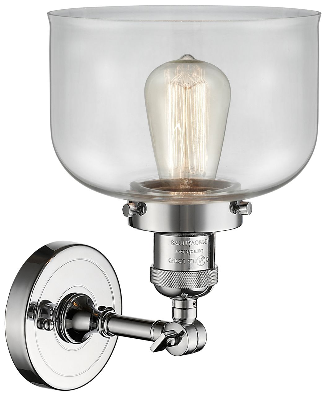 Image 4 Franklin Restoration Bell 8" Chrome Semi Flush Mount w/ Clear Shade more views