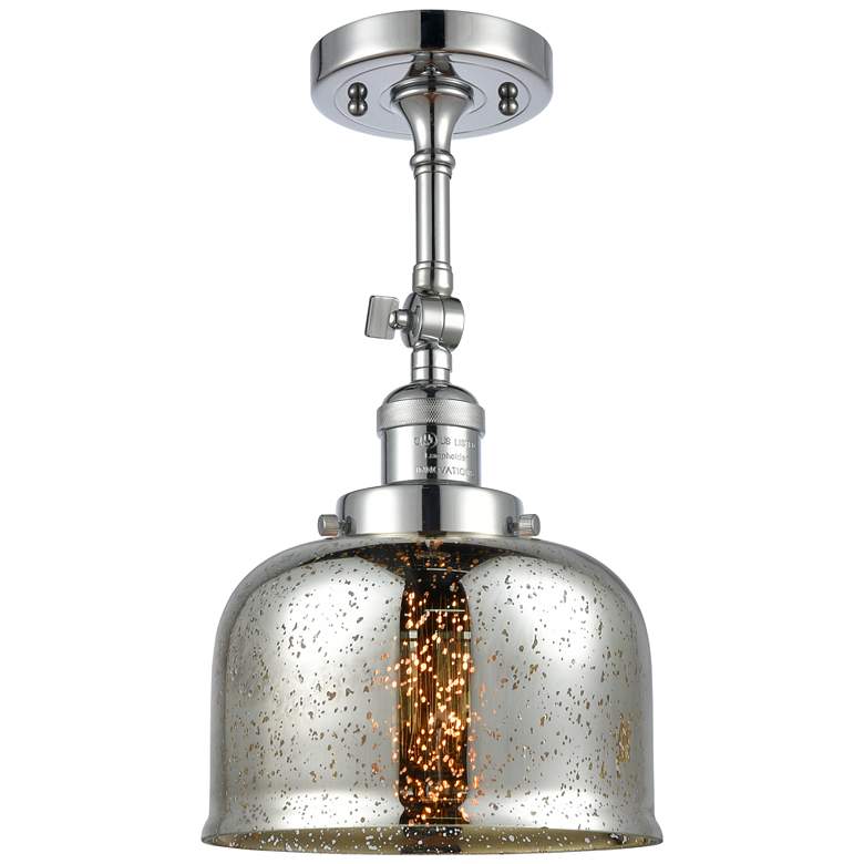 Image 1 Franklin Restoration Bell 8" Chrome Semi Flush Mount w/ Mercury Shade