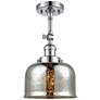 Franklin Restoration Bell 8" Chrome Semi Flush Mount w/ Mercury Shade