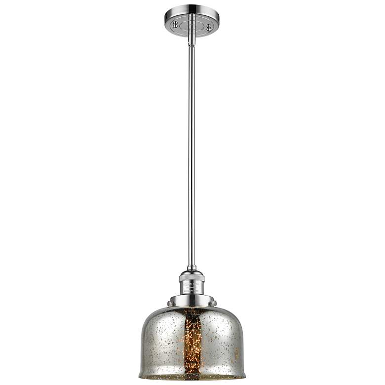 Image 1 Franklin Restoration Bell 8" Chrome Stemmed Mini Pendant w/ Mercury Sh