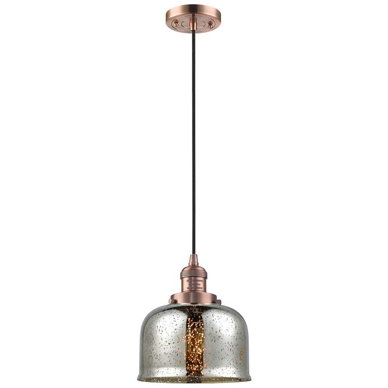 Image 1 Franklin Restoration Bell 8" Copper Corded Mini Pendant w/ Mercury Sha