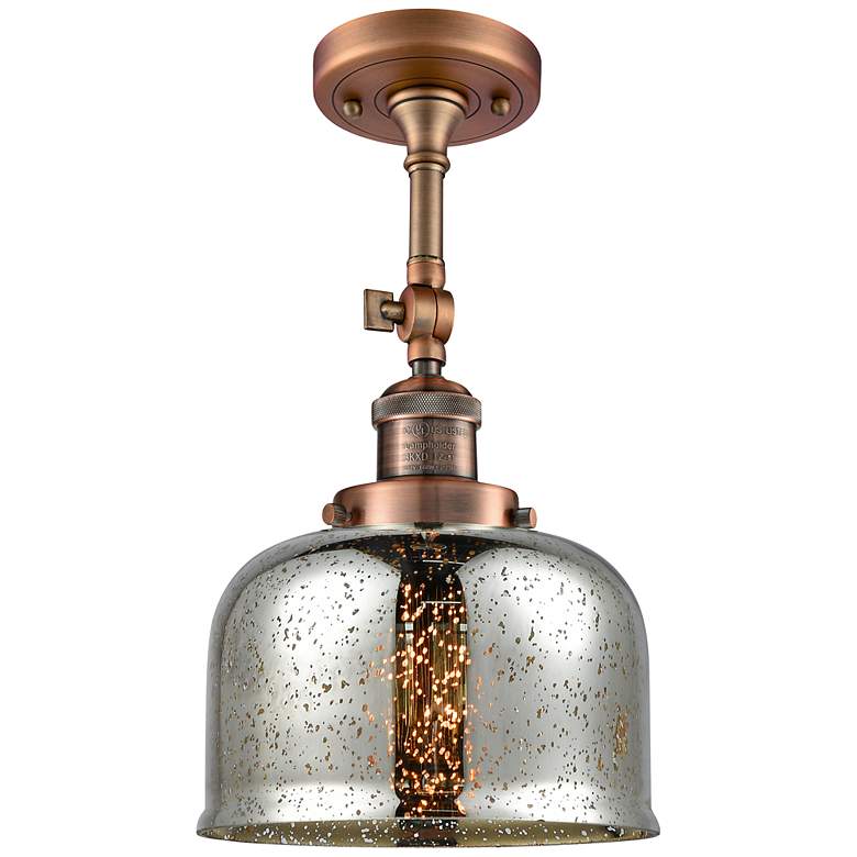 Image 1 Franklin Restoration Bell 8" Copper Semi Flush Mount w/ Mercury Shade