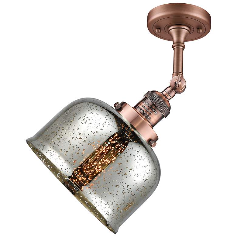 Image 3 Franklin Restoration Bell 8" Copper Semi Flush Mount w/ Mercury Shade more views