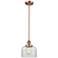Franklin Restoration Bell 8" Copper Stemmed Mini Pendant w/ Clear Shad