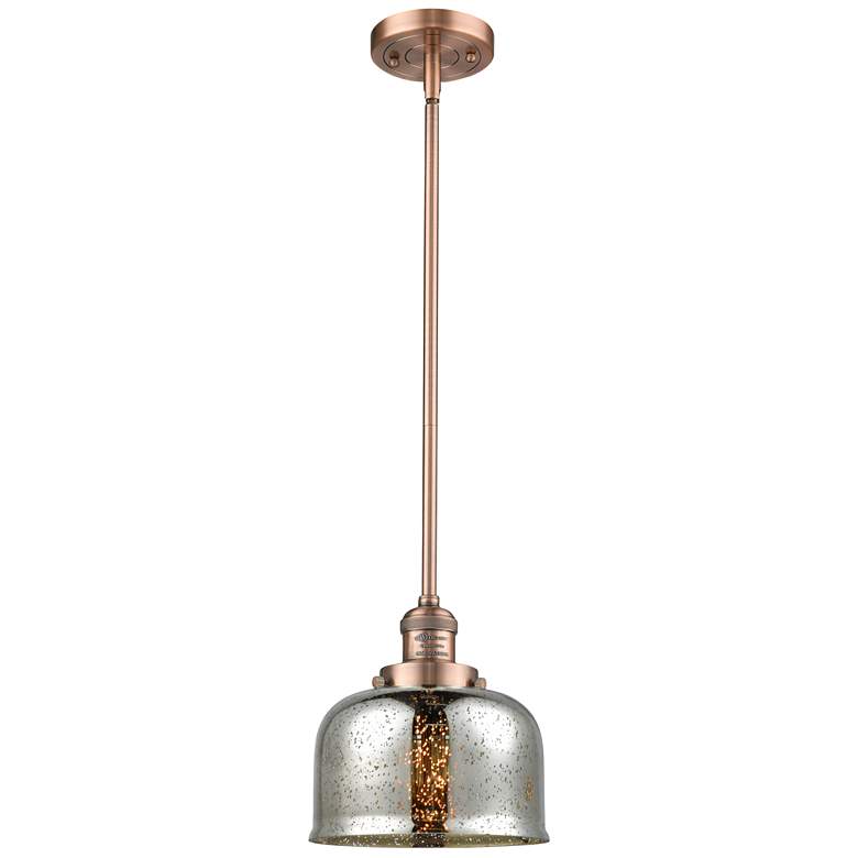 Image 1 Franklin Restoration Bell 8 inch Copper Stemmed Mini Pendant w/ Mercury Sh