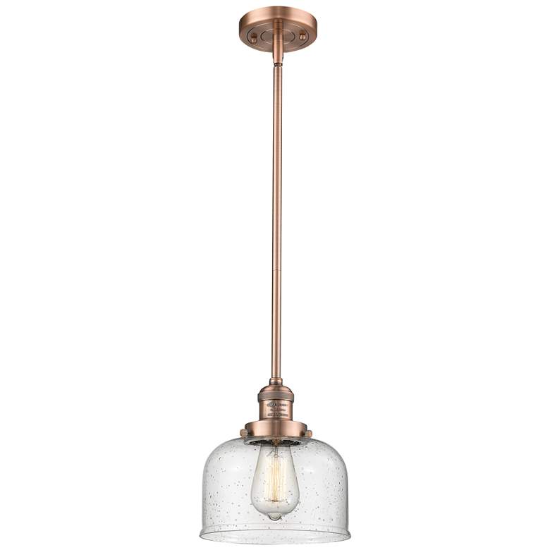 Image 1 Franklin Restoration Bell 8" Copper Stemmed Mini Pendant w/ Seedy Shad