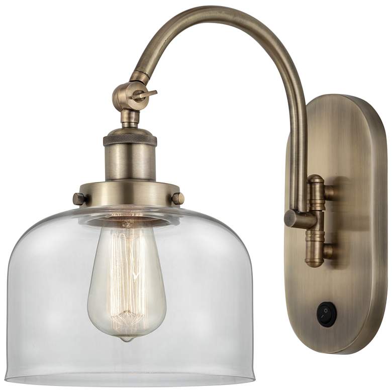 Image 1 Franklin Restoration Bell 8" Incandescent Sconce - Brass - Clear Shade
