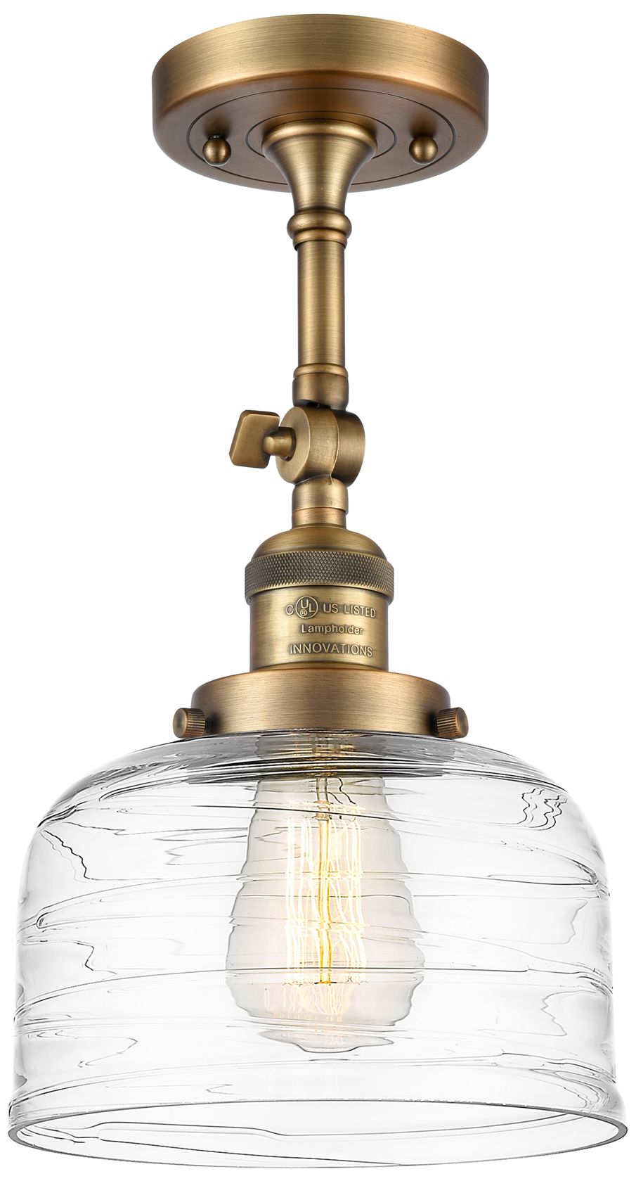 Image 2 Franklin Restoration Bell 8" Incandescent Sconce - Brass - Swirl Shade more views