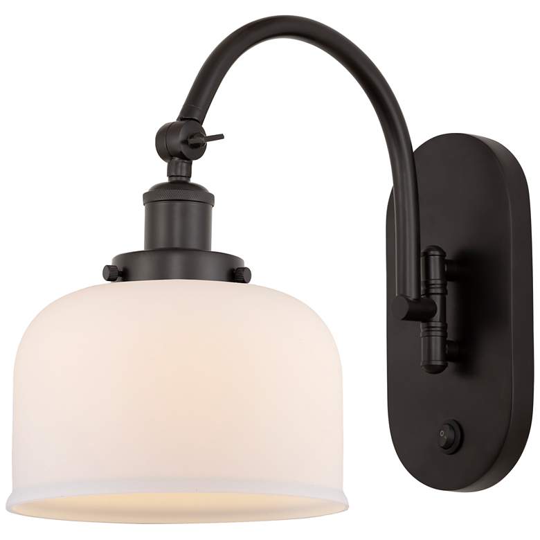 Image 1 Franklin Restoration Bell 8" Incandescent Sconce - Bronze - White Shad