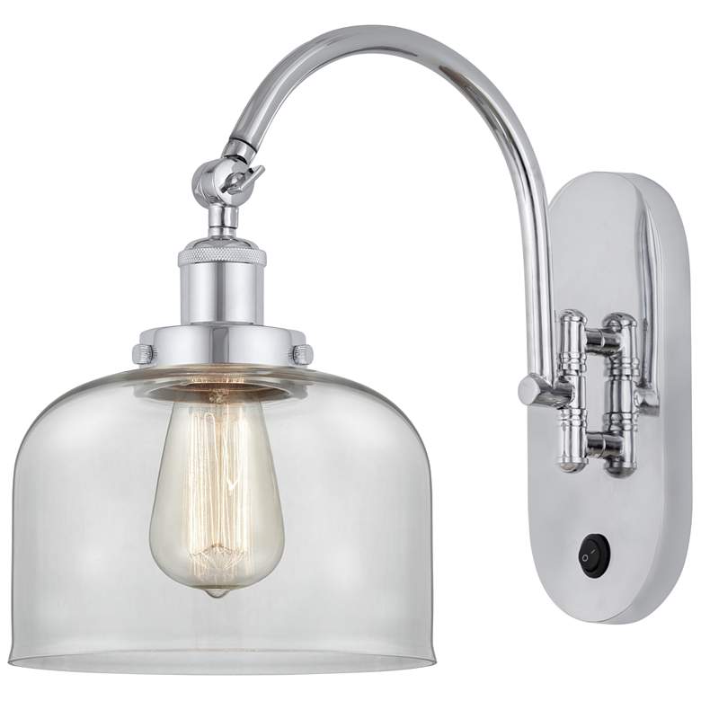 Image 1 Franklin Restoration Bell 8" Incandescent Sconce - Chrome - Clear Shad