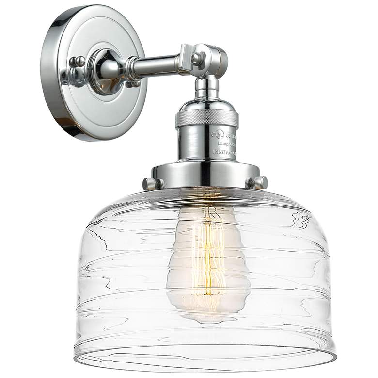 Image 1 Franklin Restoration Bell 8" Incandescent Sconce - Chrome - Swirl Shad