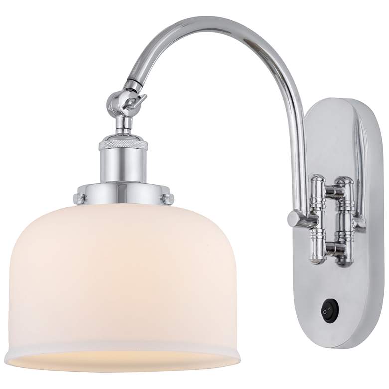 Image 1 Franklin Restoration Bell 8" Incandescent Sconce - Chrome - White Shad