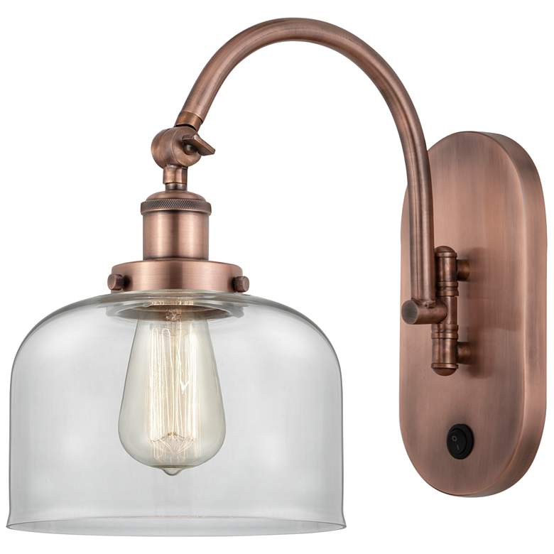 Image 1 Franklin Restoration Bell 8" Incandescent Sconce - Copper - Clear Shad