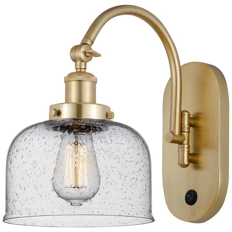 Image 1 Franklin Restoration Bell 8" Incandescent Sconce - Gold - Seedy Shade