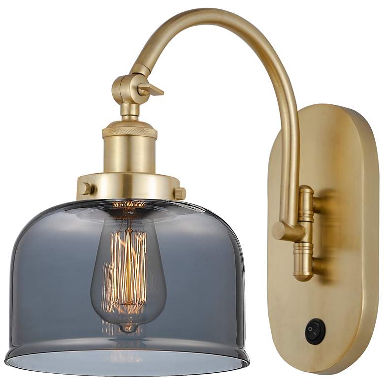 Image 1 Franklin Restoration Bell 8" Incandescent Sconce - Gold - Smoke Shade