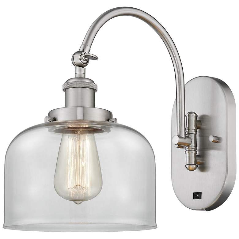 Image 1 Franklin Restoration Bell 8" Incandescent Sconce - Nickel - Clear Shad