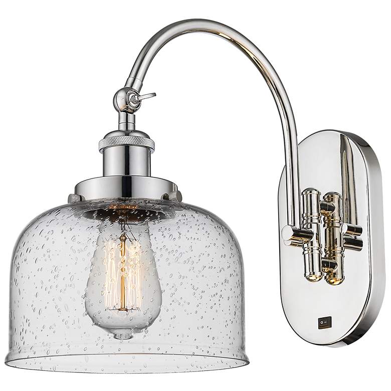 Image 1 Franklin Restoration Bell 8" Incandescent Sconce - Nickel - Seedy Shad