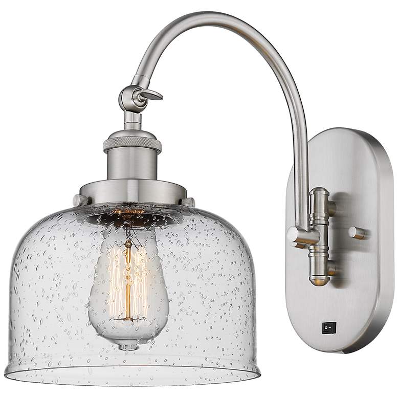 Image 1 Franklin Restoration Bell 8" Incandescent Sconce - Nickel - Seedy Shad