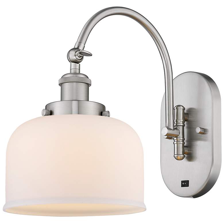 Image 1 Franklin Restoration Bell 8" Incandescent Sconce - Nickel - White Shad