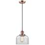 Franklin Restoration Bell 8" LED Mini Pendant - Antique Copper - Clear