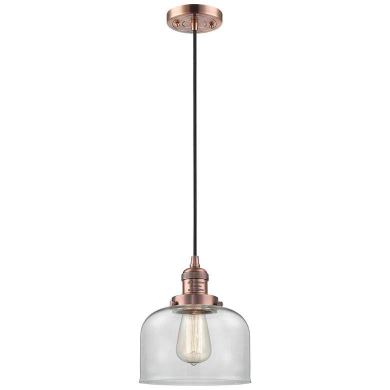 Image 1 Franklin Restoration Bell 8" LED Mini Pendant - Antique Copper - Clear