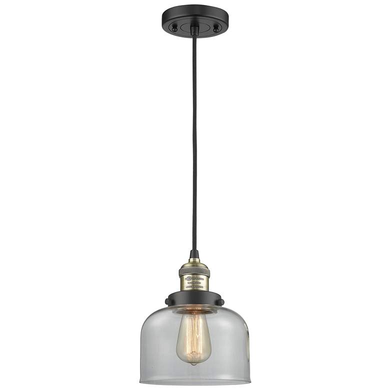 Image 1 Franklin Restoration Bell 8" LED Mini Pendant - Black Antique Brass -