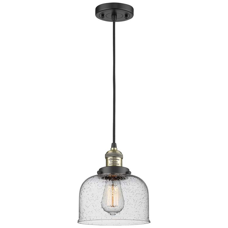 Image 1 Franklin Restoration Bell 8" LED Mini Pendant - Black Antique Brass -