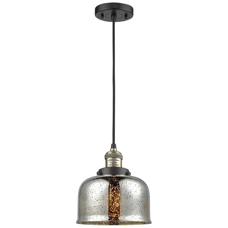 Image 1 Franklin Restoration Bell 8" LED Mini Pendant - Black Brass - Mercury