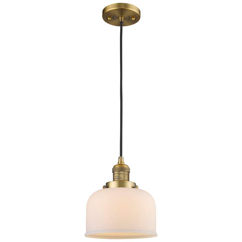 Image 1 Franklin Restoration Bell 8" LED Mini Pendant - Brushed Brass - Matte