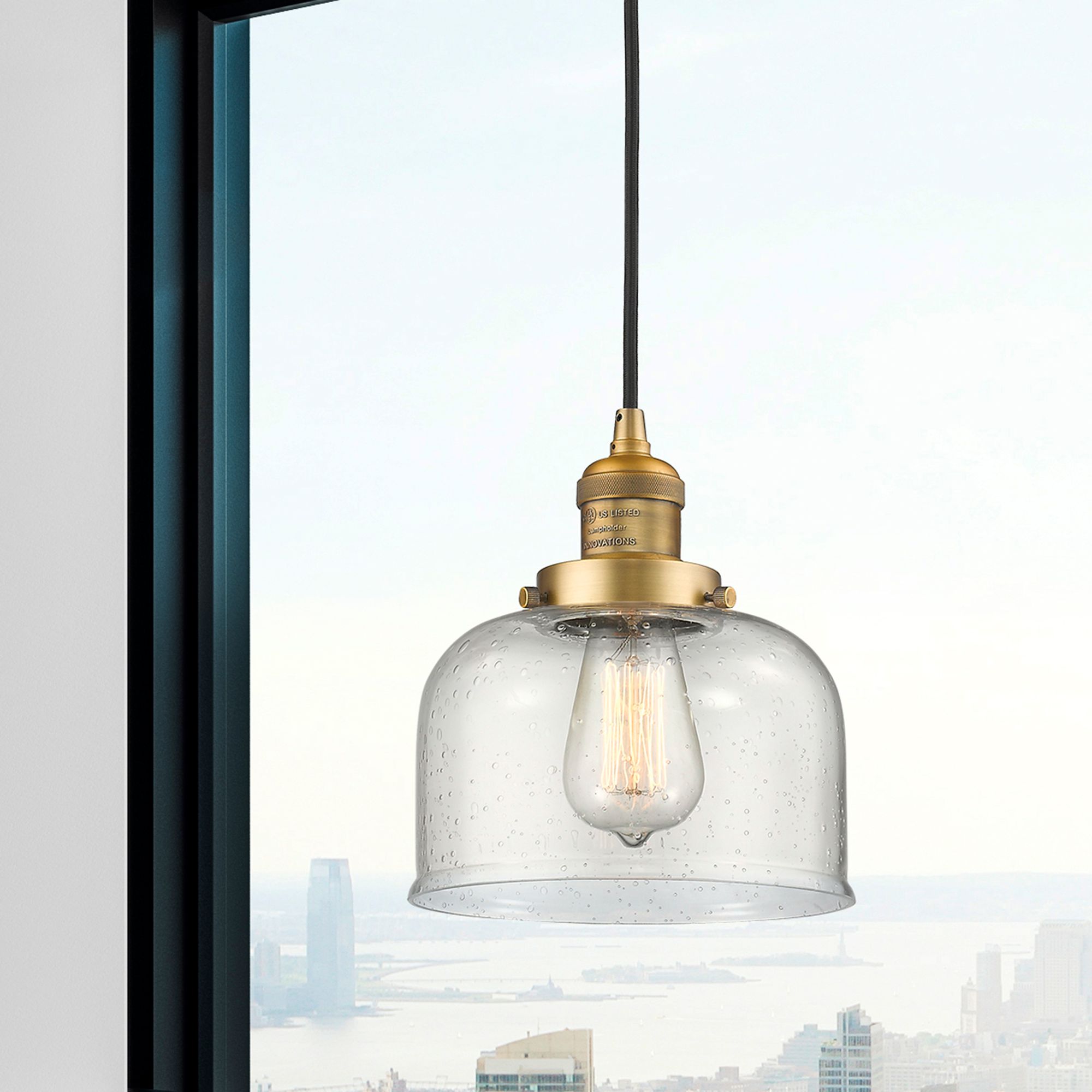 Image 2 Franklin Restoration Bell 8" LED Mini Pendant - Brushed Brass - Seedy  more views