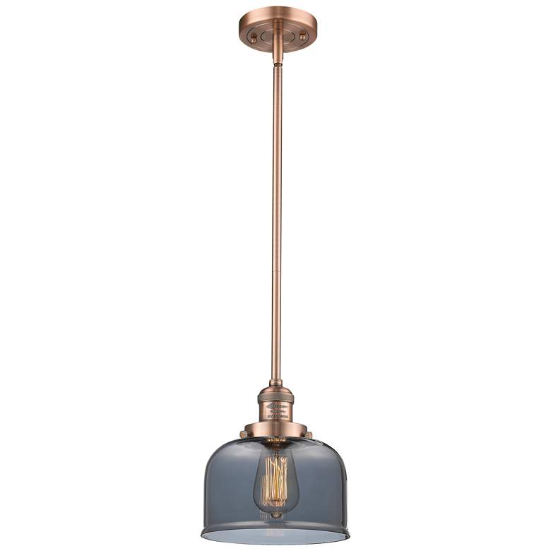 Image 1 Franklin Restoration Bell 8" LED Mini Pendant - Copper - Plated Smoke