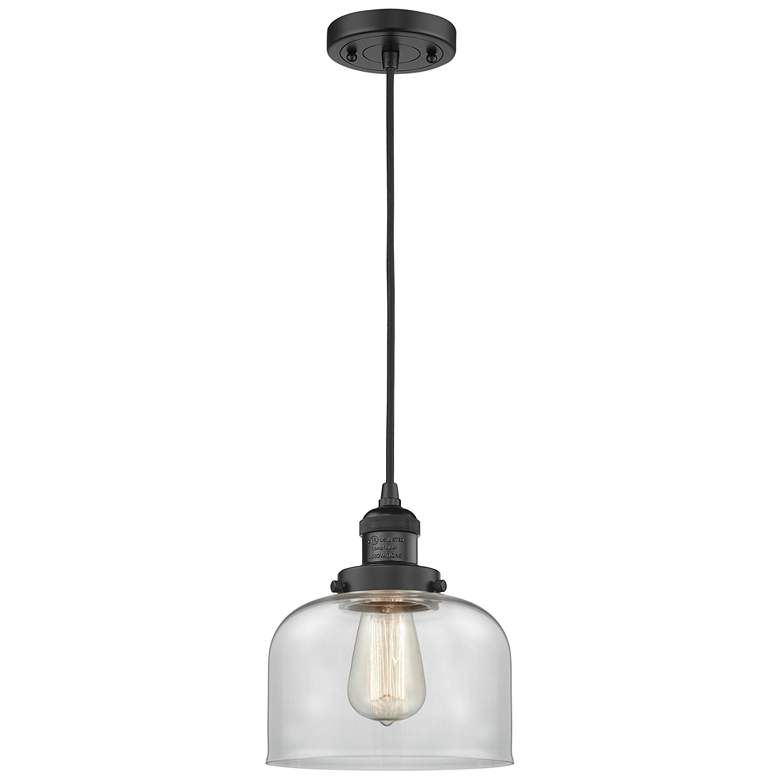 Image 1 Franklin Restoration Bell 8" LED Mini Pendant - Matte Black - Clear Sh