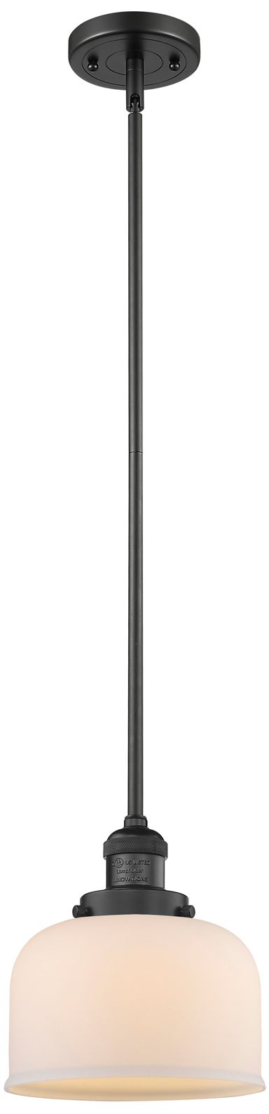 Image 2 Franklin Restoration Bell 8" LED Mini Pendant - Matte Black - Matte Wh