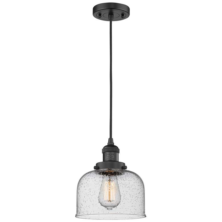 Image 1 Franklin Restoration Bell 8" LED Mini Pendant - Matte Black - Seedy Sh