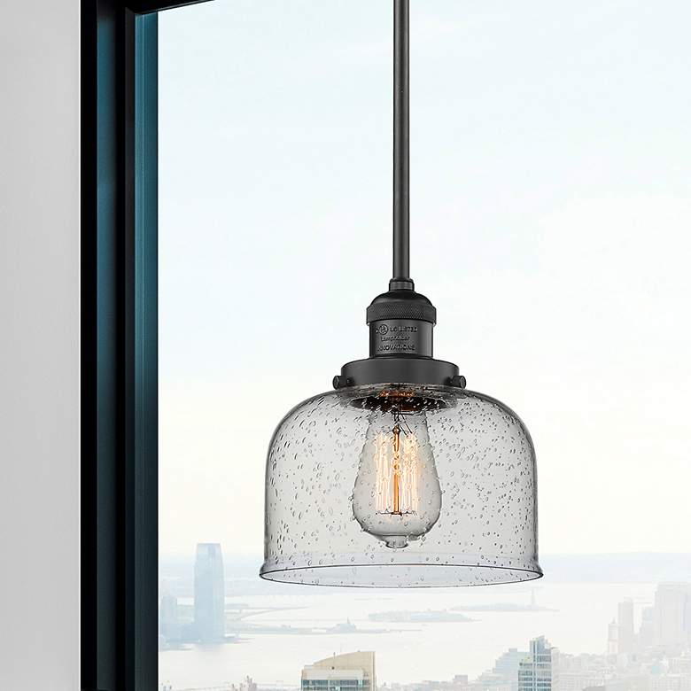 Image 1 Franklin Restoration Bell 8" LED Mini Pendant - Matte Black - Seedy