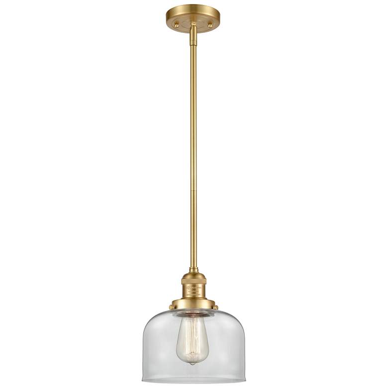 Image 1 Franklin Restoration Bell 8" LED Mini Pendant - Satin Gold - Clear