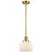 Franklin Restoration Bell 8" LED Mini Pendant - Satin Gold - Matte Whi